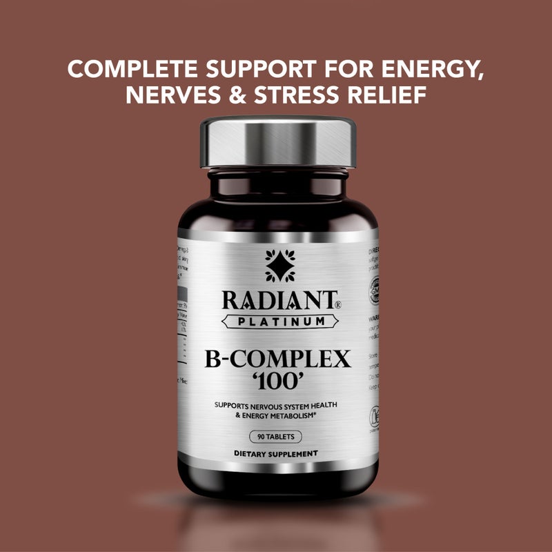 Radiant Platinum B-Complex '100' –  Support Nervous System Health & Energy Metabolism x 90 Tablet - Image 4